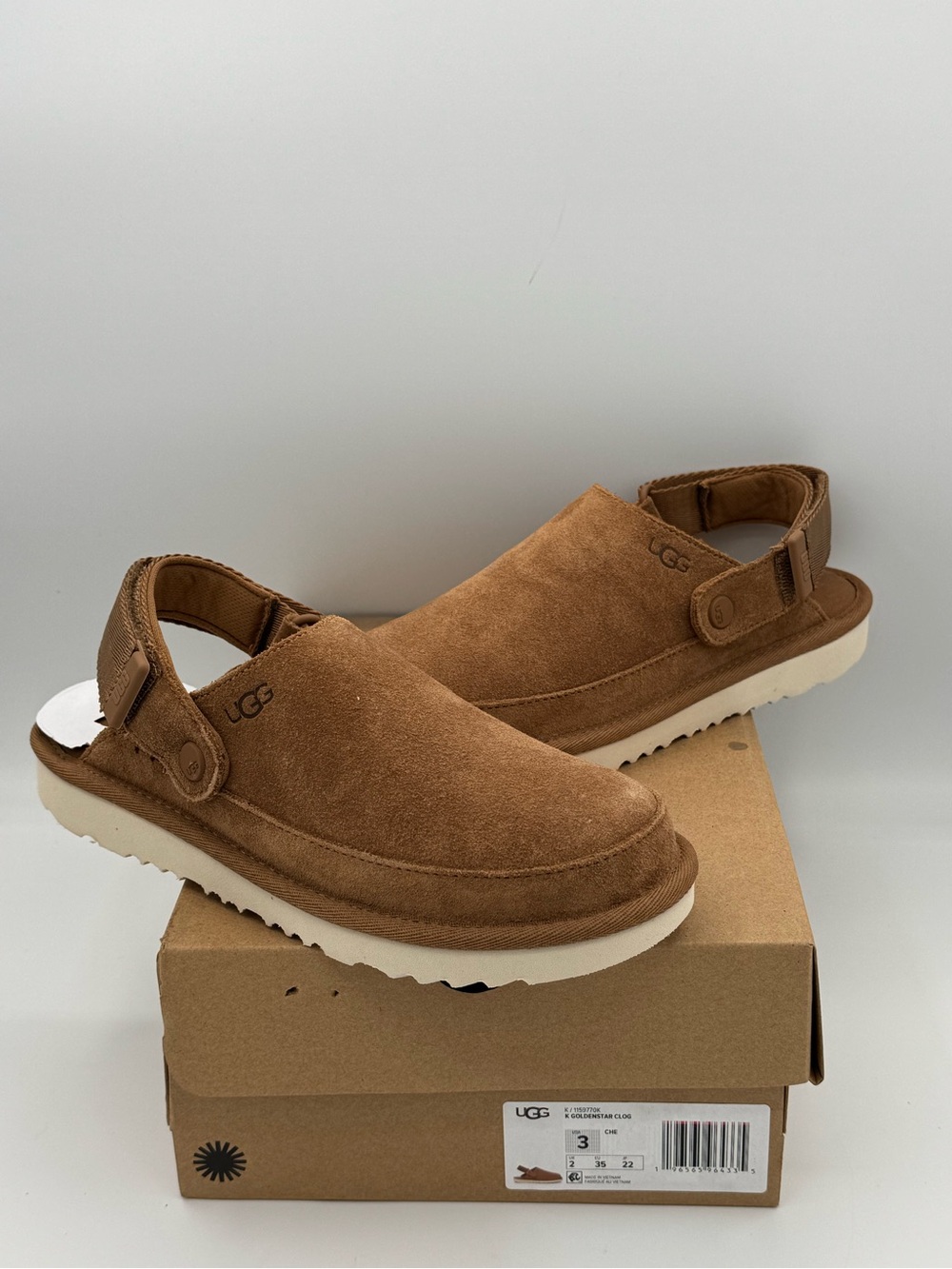 UGG Goldenstar Chestnut Suede Slingback Clog-Brand New